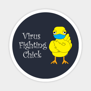 Virus Fighting Chick Side White Text Magnet